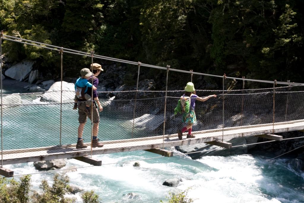 Hängebrücke zum Rob Roy Glacier - nicht gut für Buggys