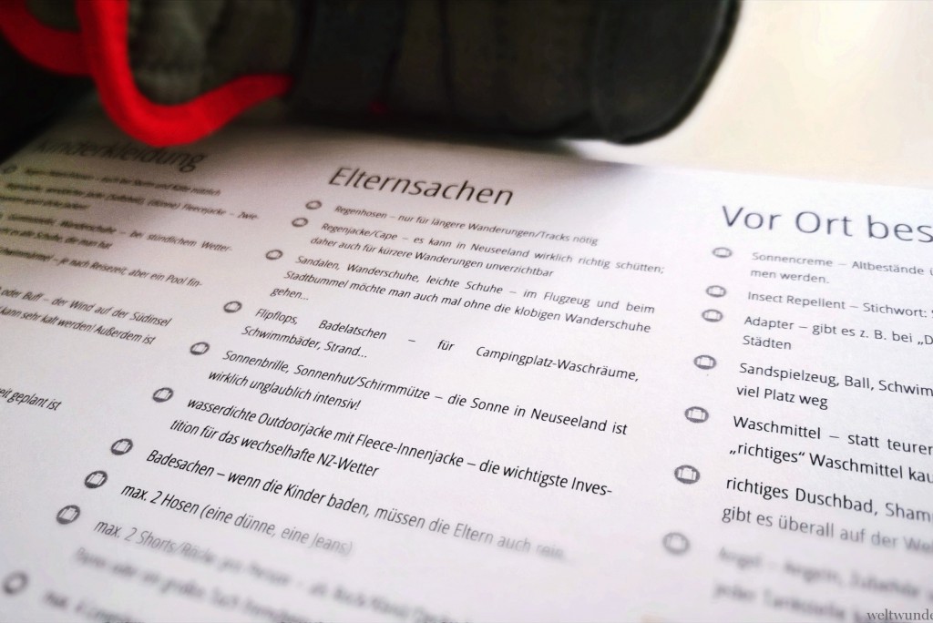 Weltwunderer Neuseeland Packliste 