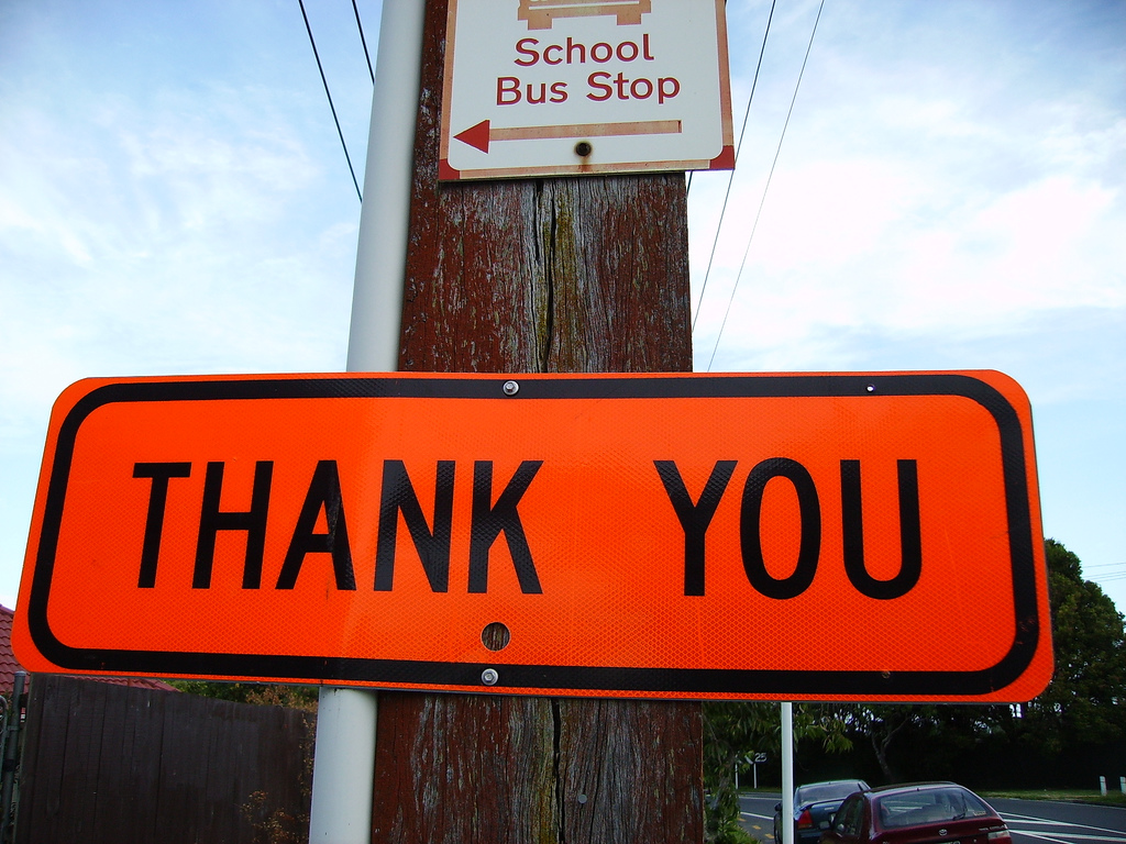 Thank you sign NZ (c) FlickR/Mr Munnings on tour Thank you sign NZ (c) FlickR/Mr Munnings on tour