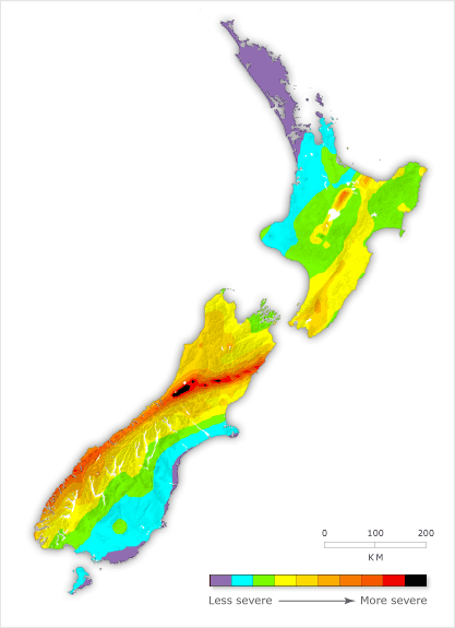 Te Ara Earthquake Risk Zones New Zealand