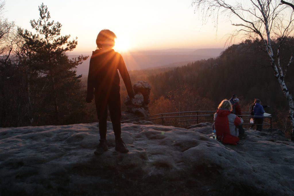 Elbsandsteingebirge Sonnenuntergang Papststein