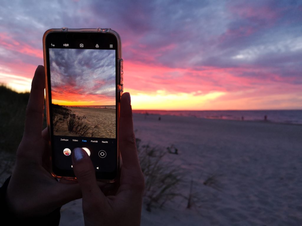 Ostsee Usedom Smartphone Sonnenuntergang