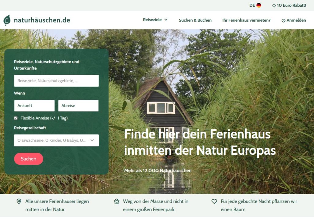 Naturhäuschen.de Website Nachhaltig reisen