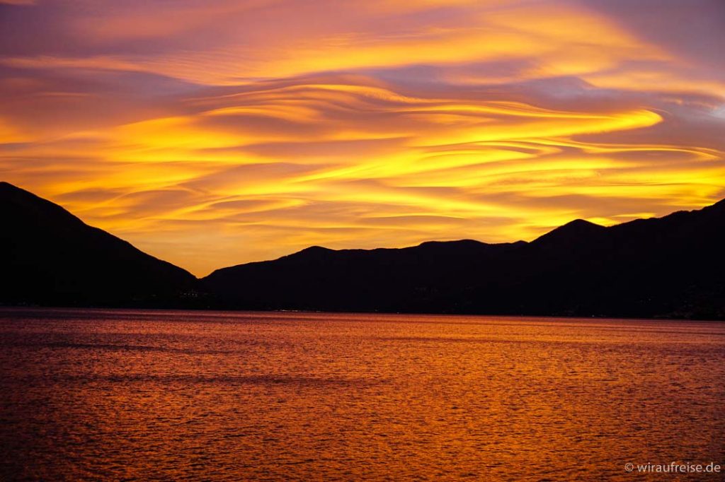 Lago Maggiore Sonnenuntergang bei Ascona