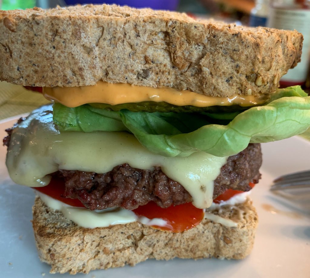 Wohnmobil-Guide USA: Alles Wichtige für eure Camping-Reise mit Kind 31 Selbstgemachter Hamburger - hier mit getoastetem Vollkornbrot