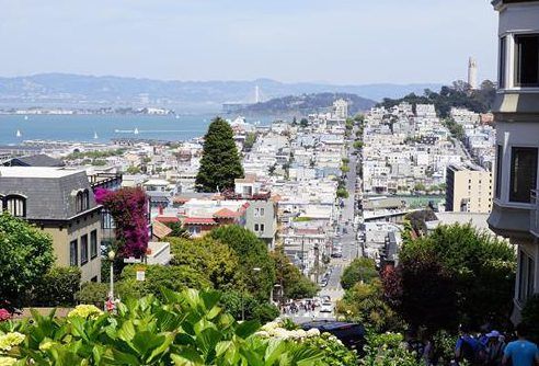 Der Blick von der Lombard Street über das nördliche San Francisco