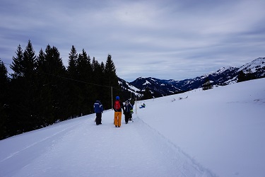 Schlitten fahren in der Alpenarena Hochhäderich im Bregenzerwald