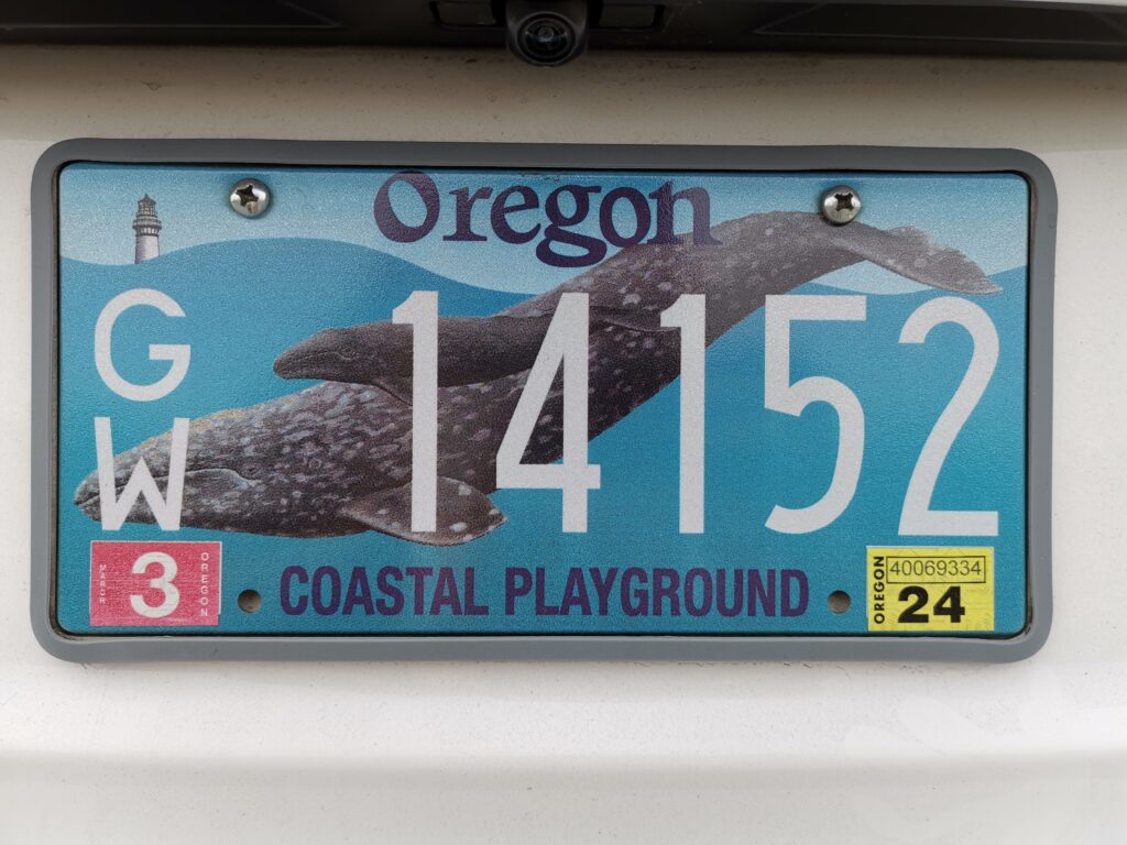 Nummernschild aus Oregon mit Blauwal