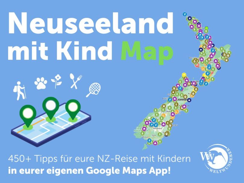 Neuseeland mit Kind Karte