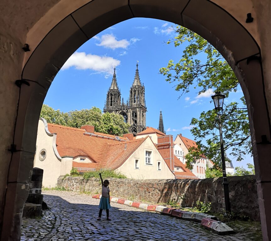 Meißen mit Kindern Domplatz